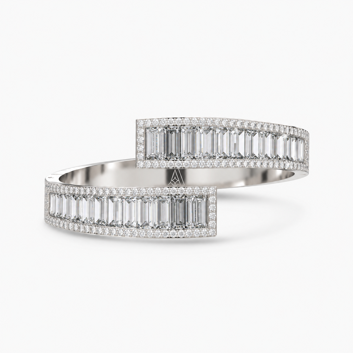 Baguette Cut Bangle 18k white gold