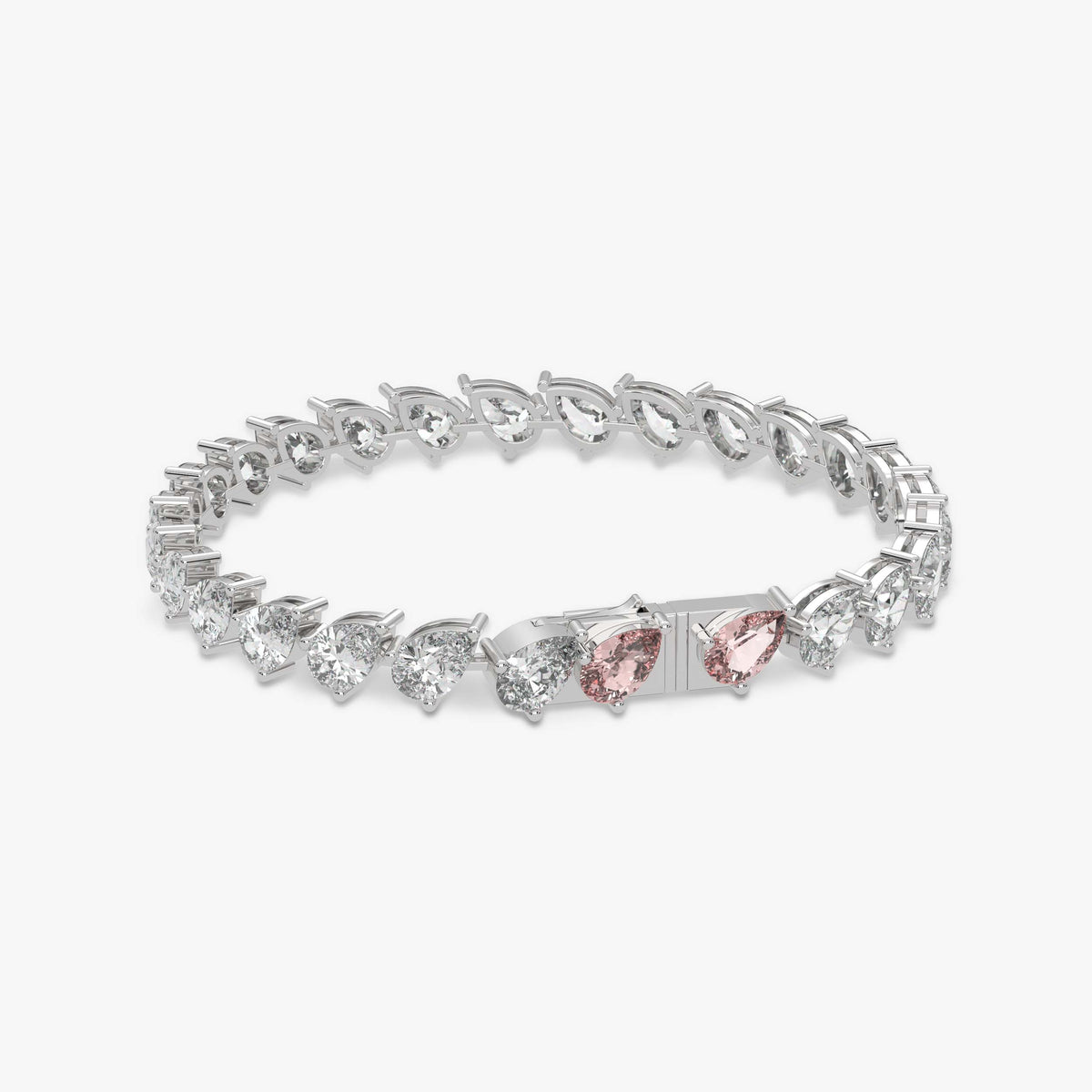 Pink Diamond Pear Cut Tennis Bracelet 205