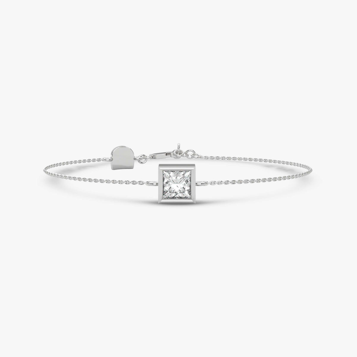 Princess Cut Single Stone Chain Bracelet 310