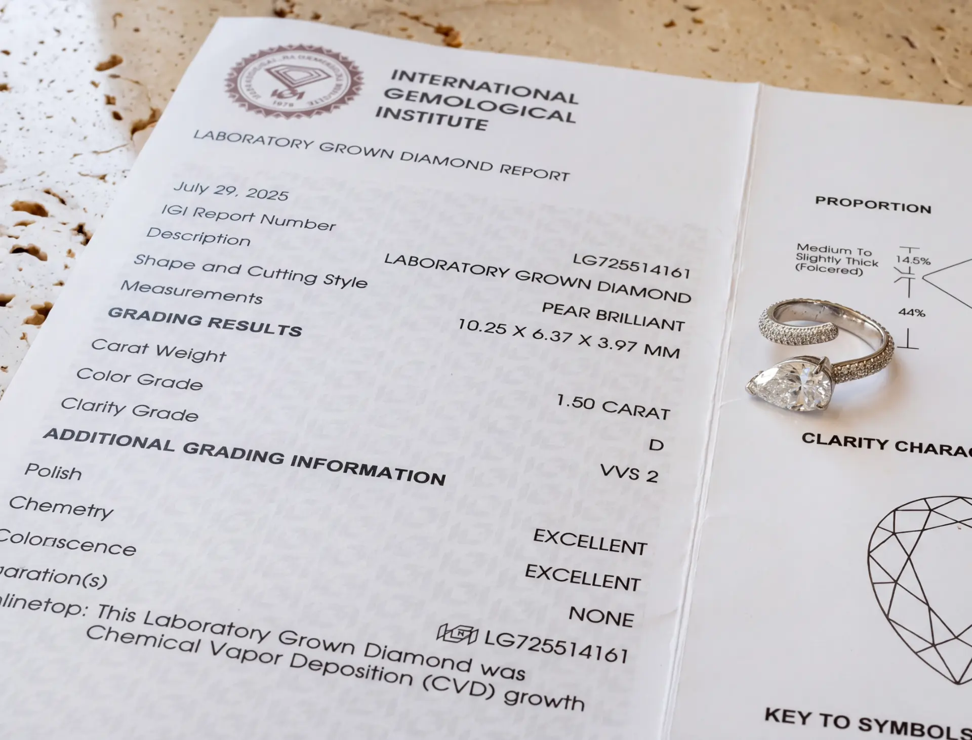 A certified Astrea London diamond under gemmological inspection