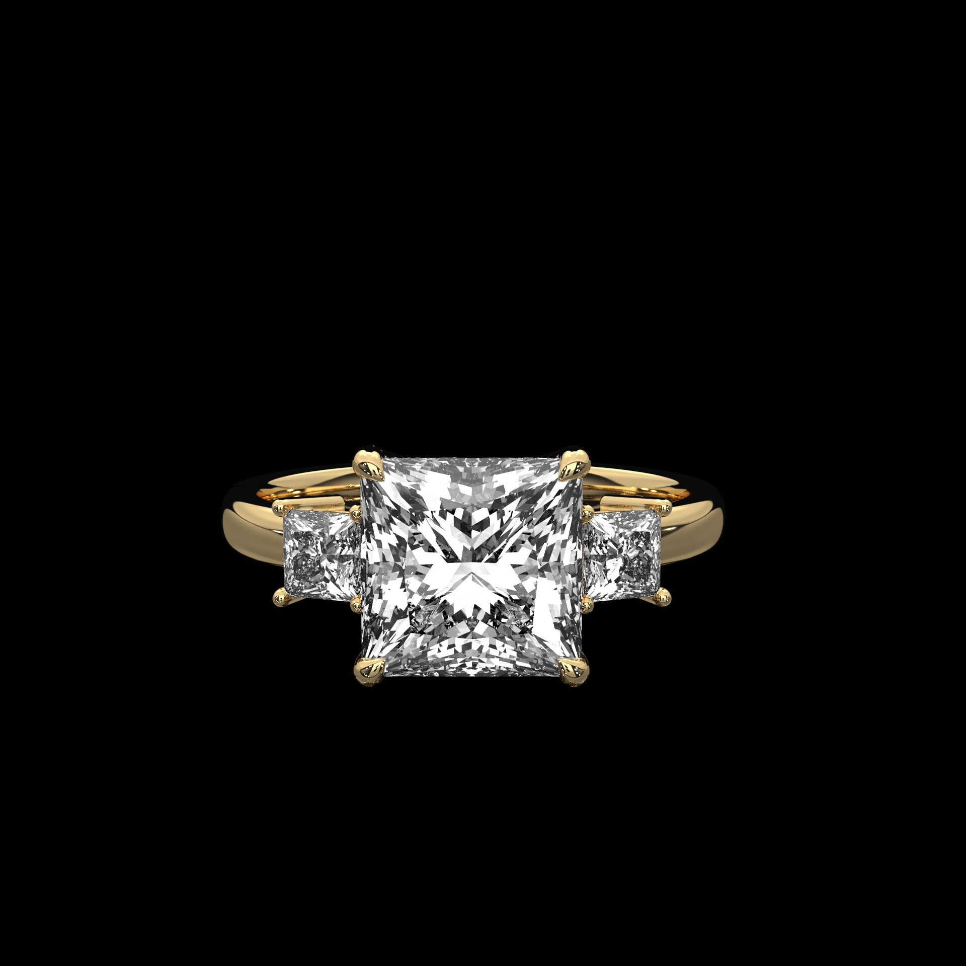 Princess Ring with side diamonds