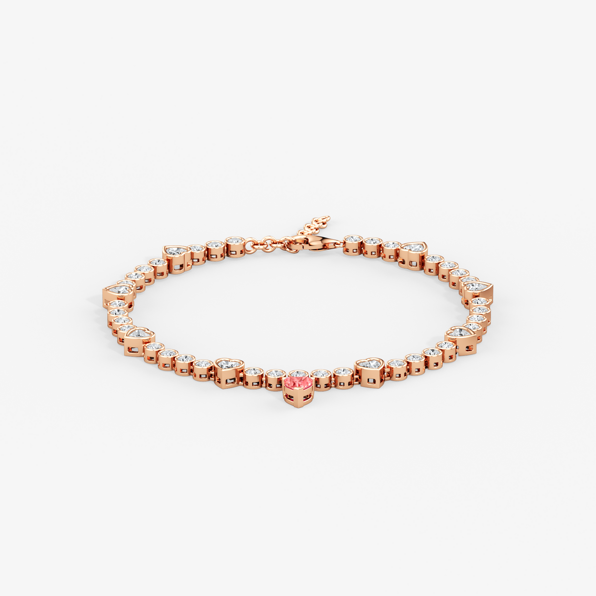 Pink Heart Drop Bezel Anklet 78
