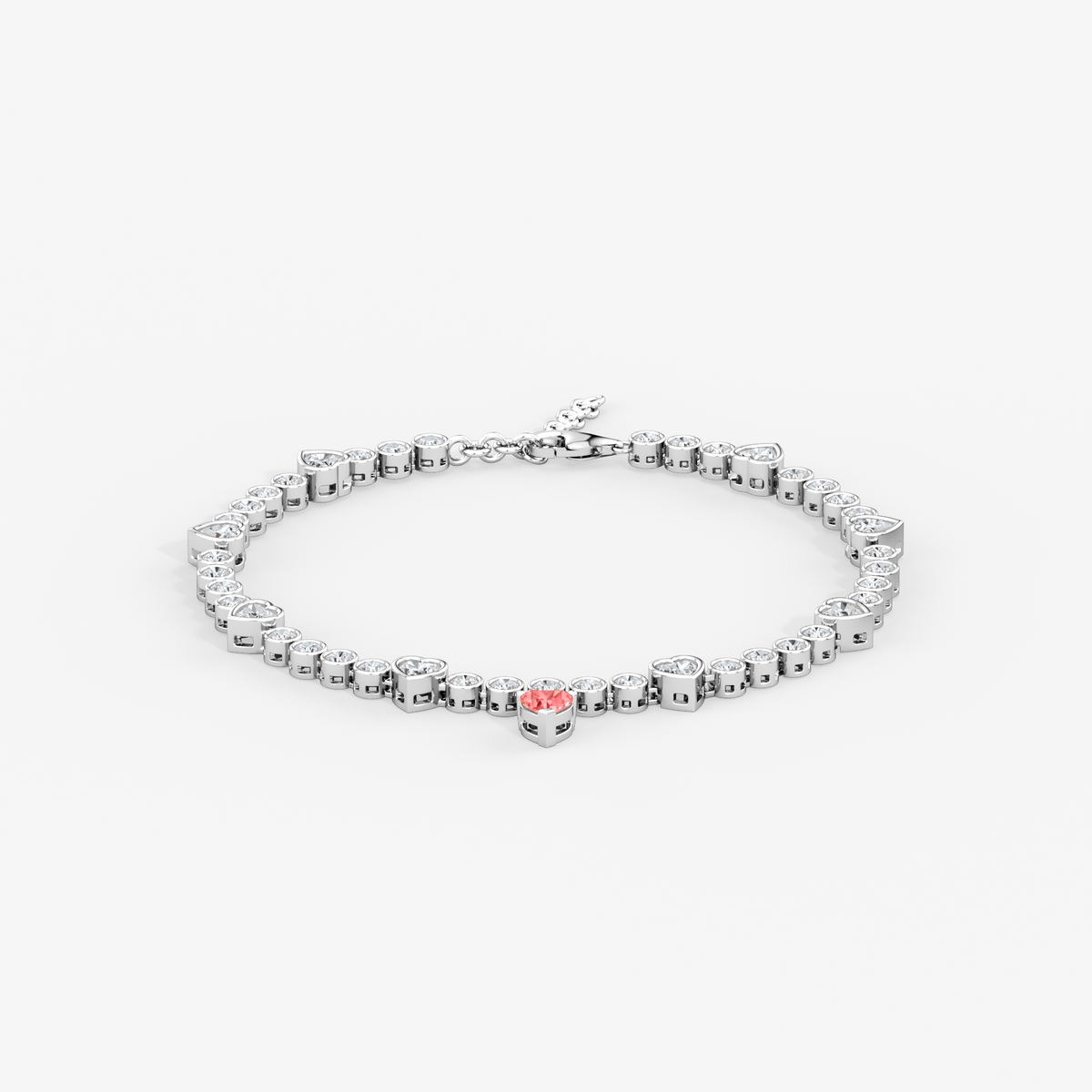 Pink Heart Drop Bezel Anklet 80