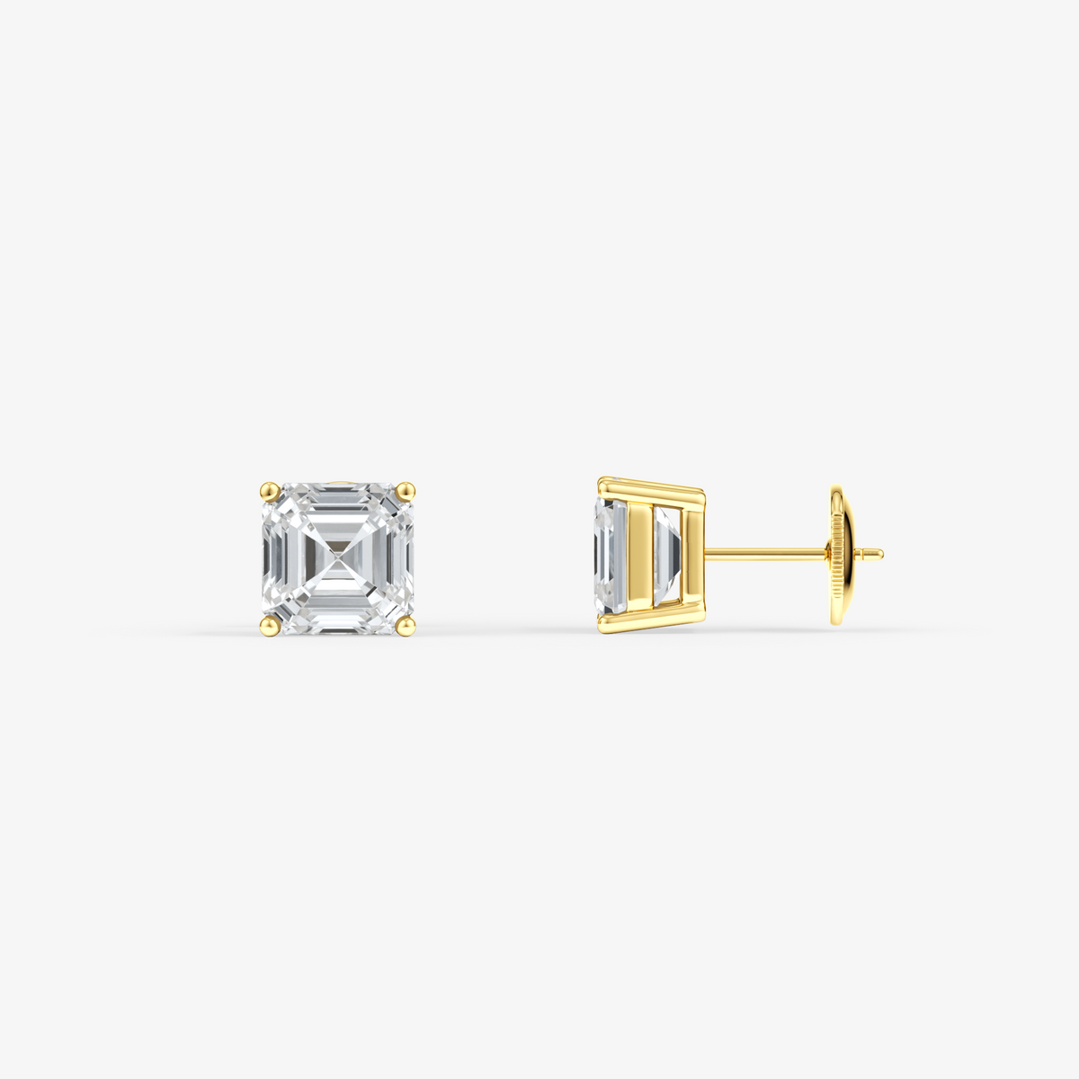 Square Emerald Cut Studs 18