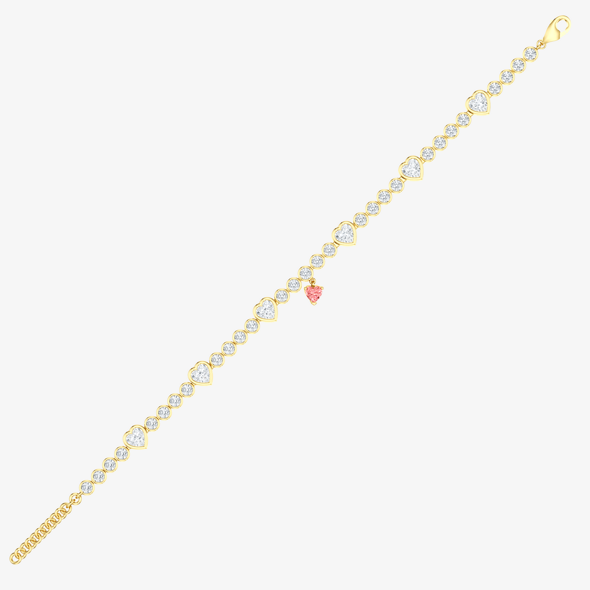 Pink Heart Drop Bezel Anklet 79