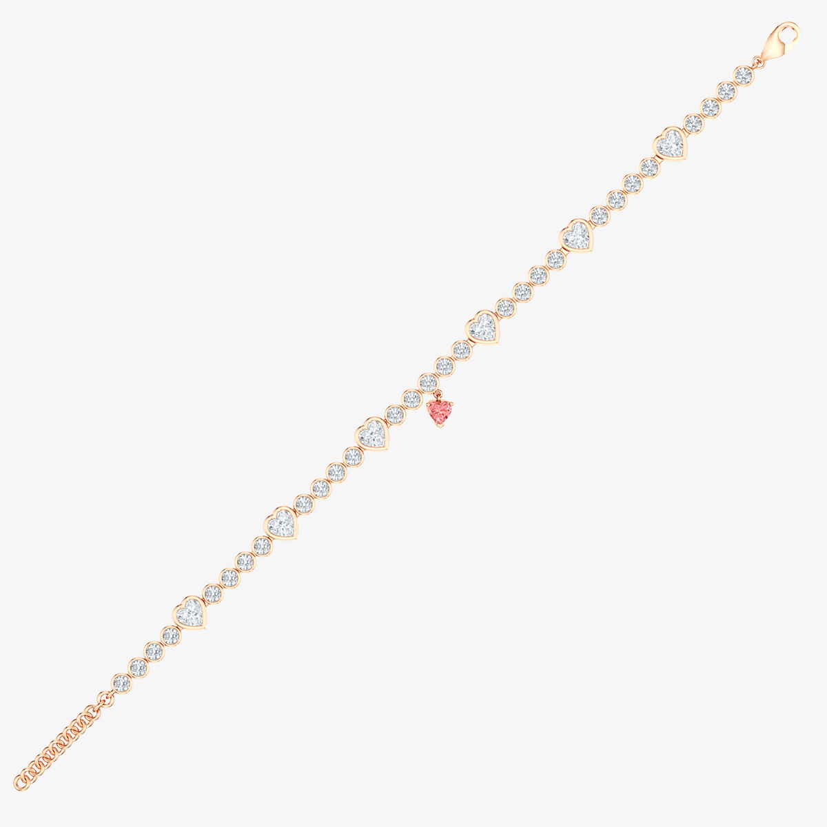 Pink Heart Drop Bezel Anklet 81