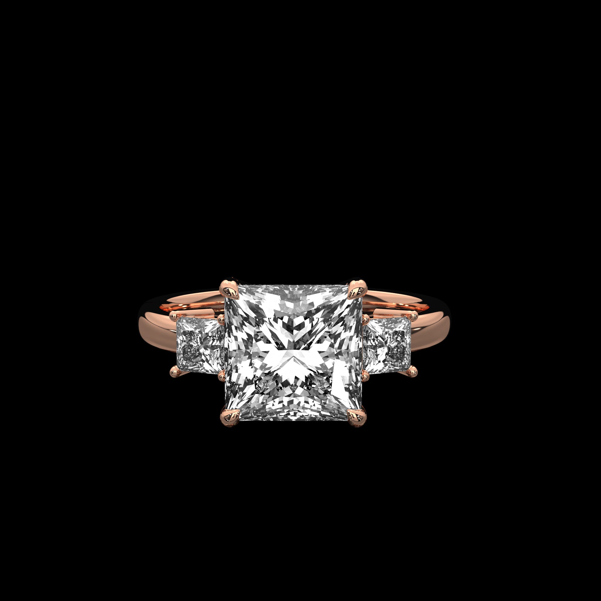 Princess Ring with side diamonds