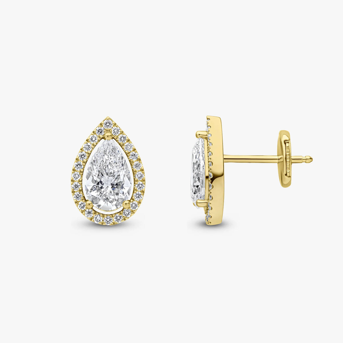 Pear Cut Halo Studs 99