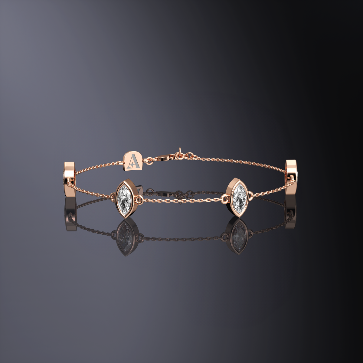 Bracelet chaîne quatre pierres taille marquise — vue 10