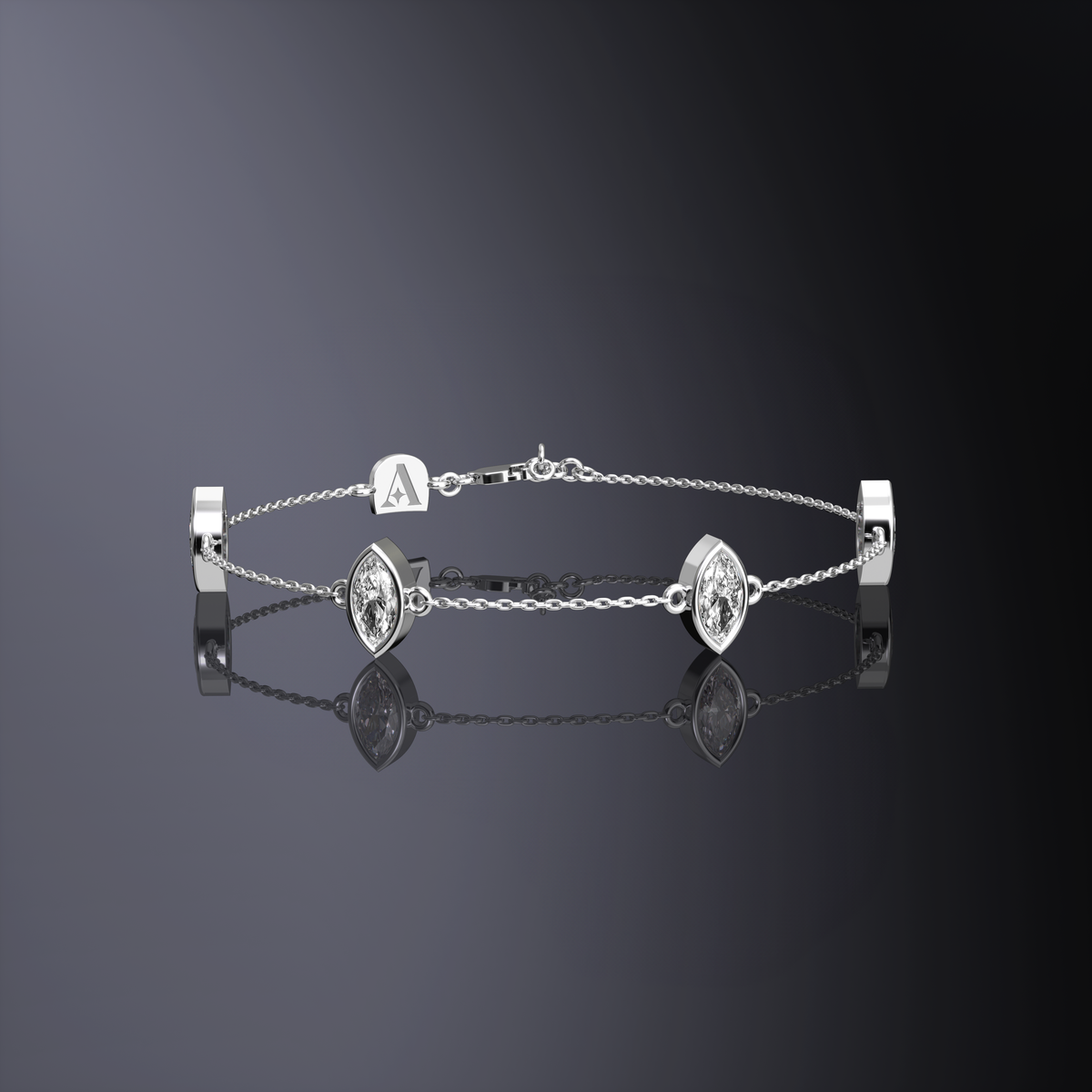 Bracelet chaîne quatre pierres taille marquise — vue 10
