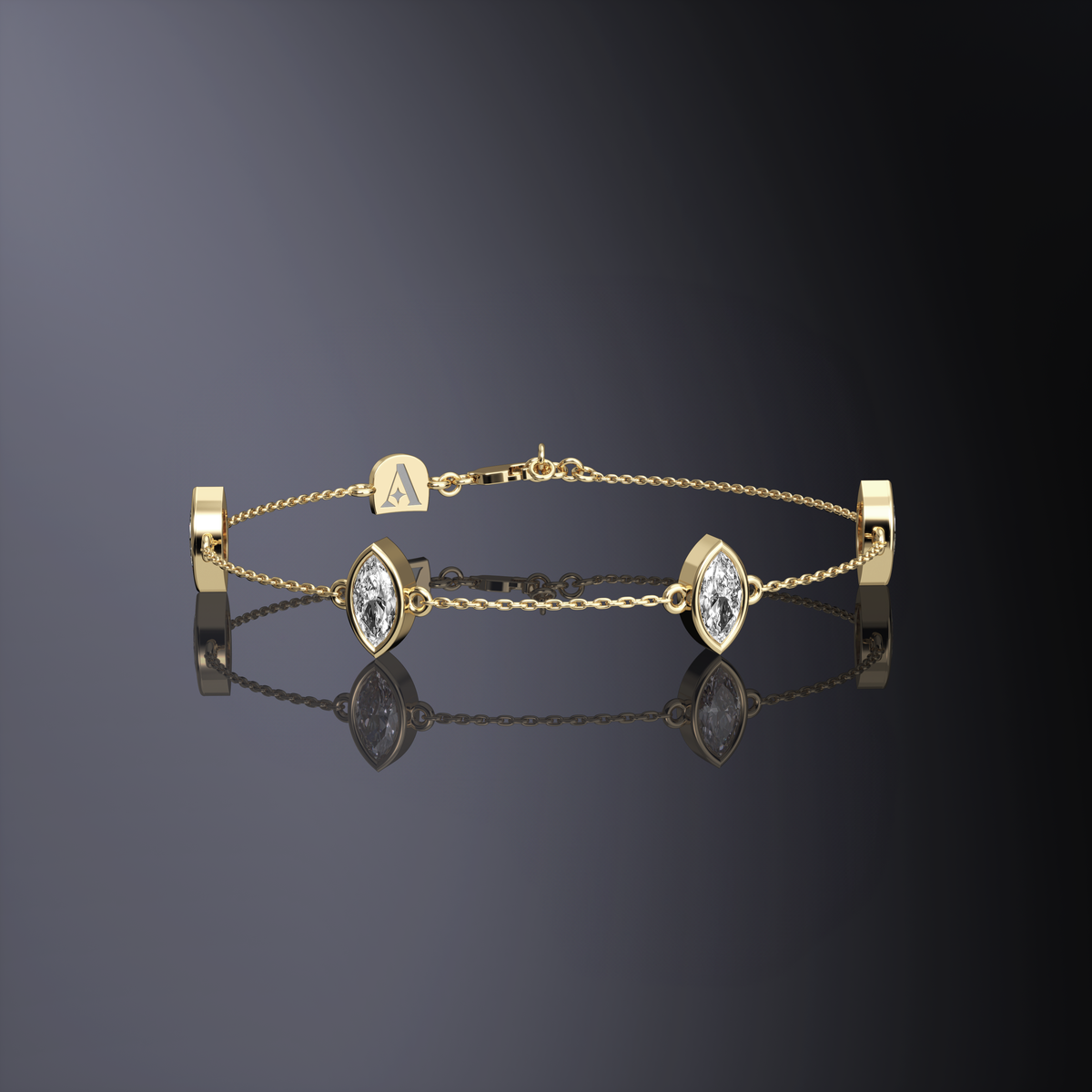 Bracelet chaîne quatre pierres taille marquise — vue 10