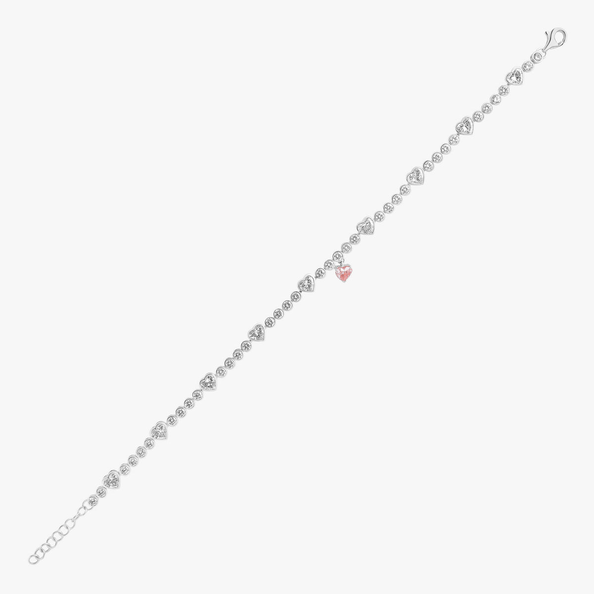 Pink Heart Drop Bezel Anklet