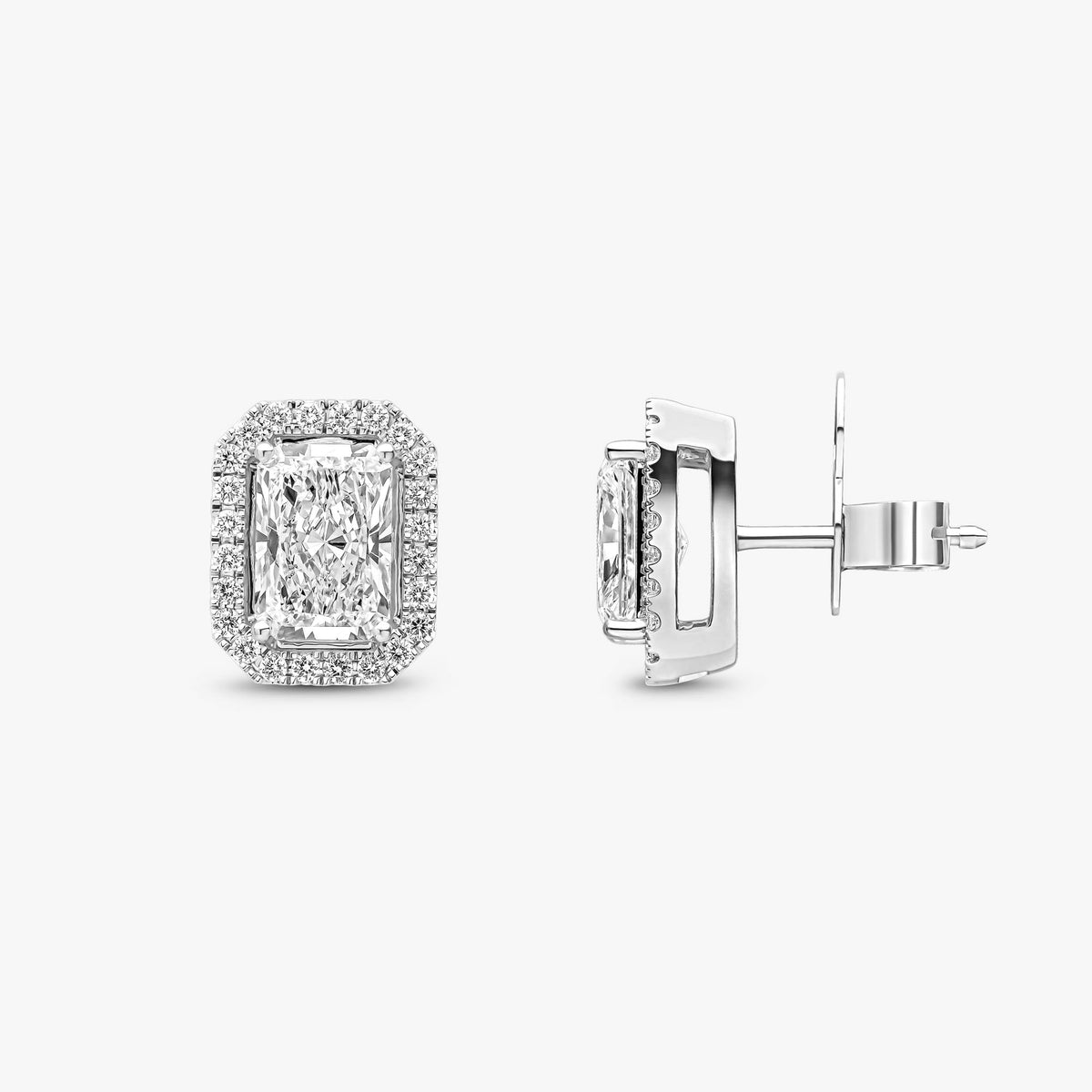 Radiant Cut Halo Studs 1