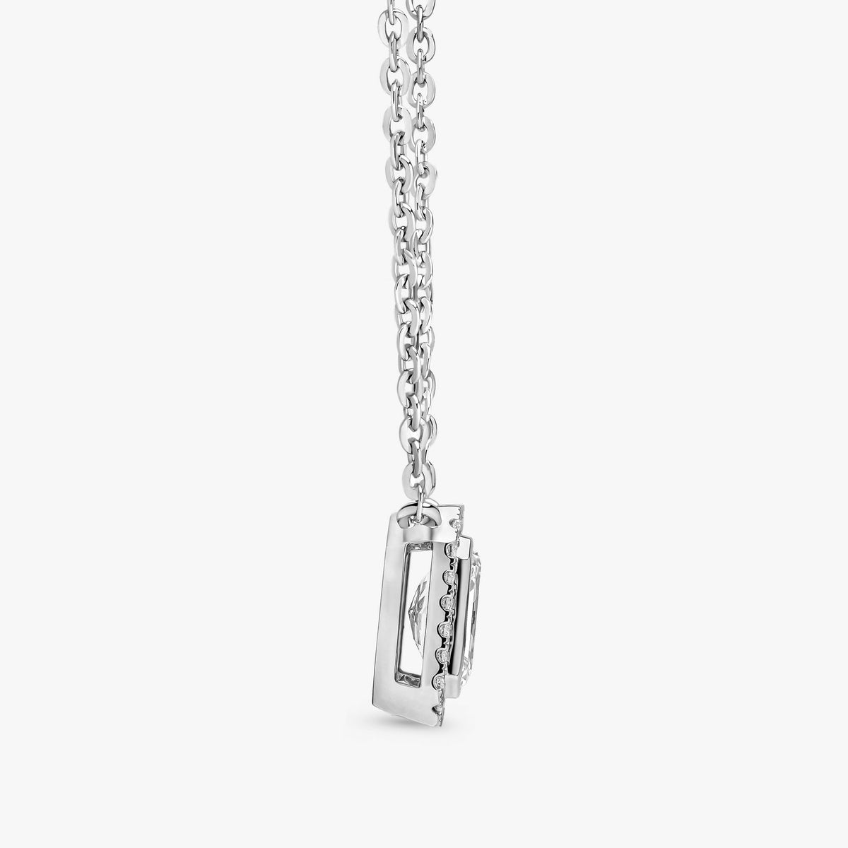 Radiant Cut Halo Pendant White Gold
