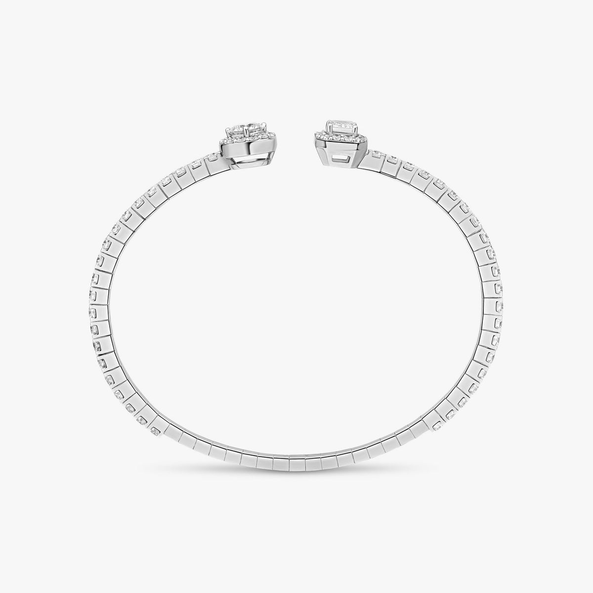 Round & Emerald Diamond Halo Bangle