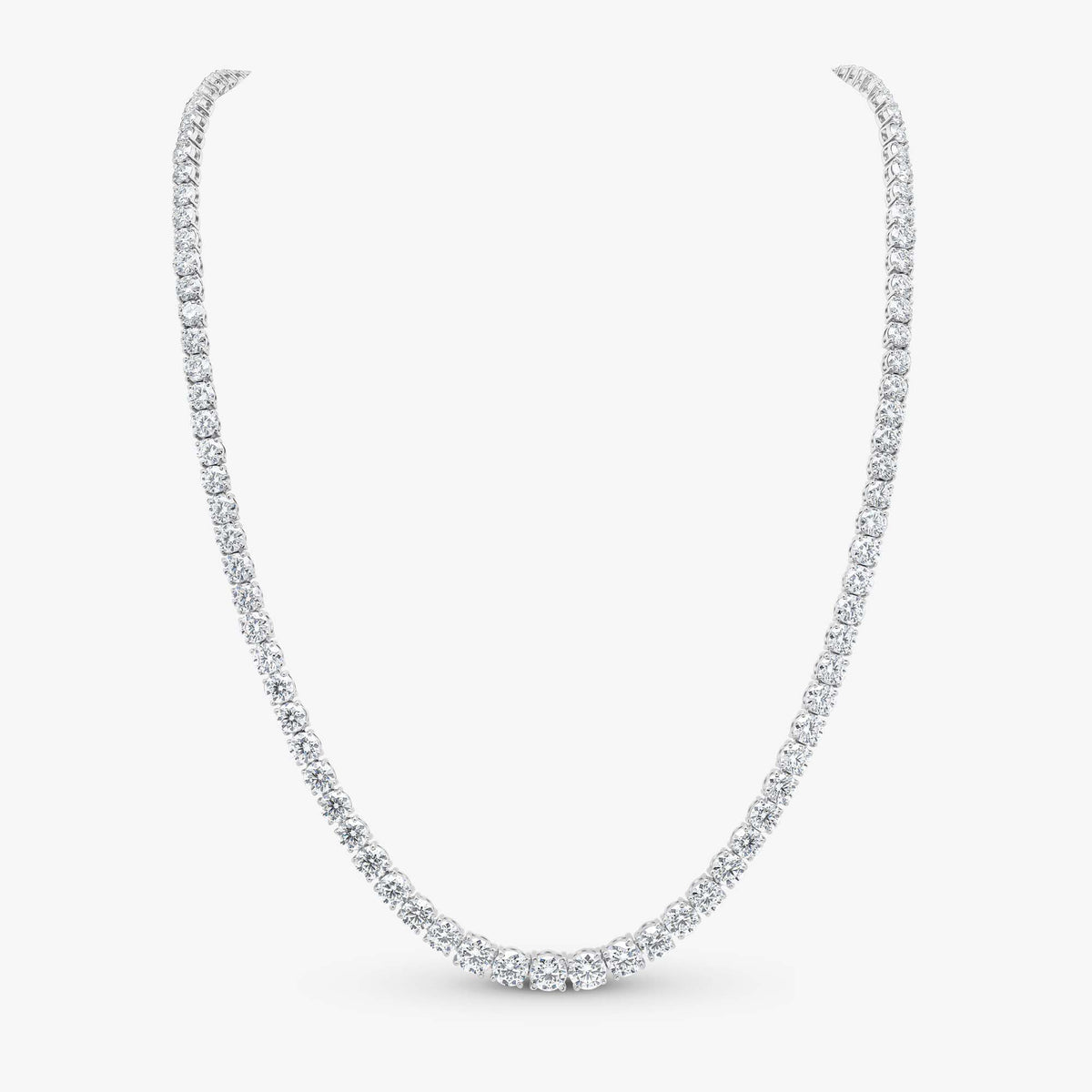 Round Brilliant Cut Graduated Tennis Necklace