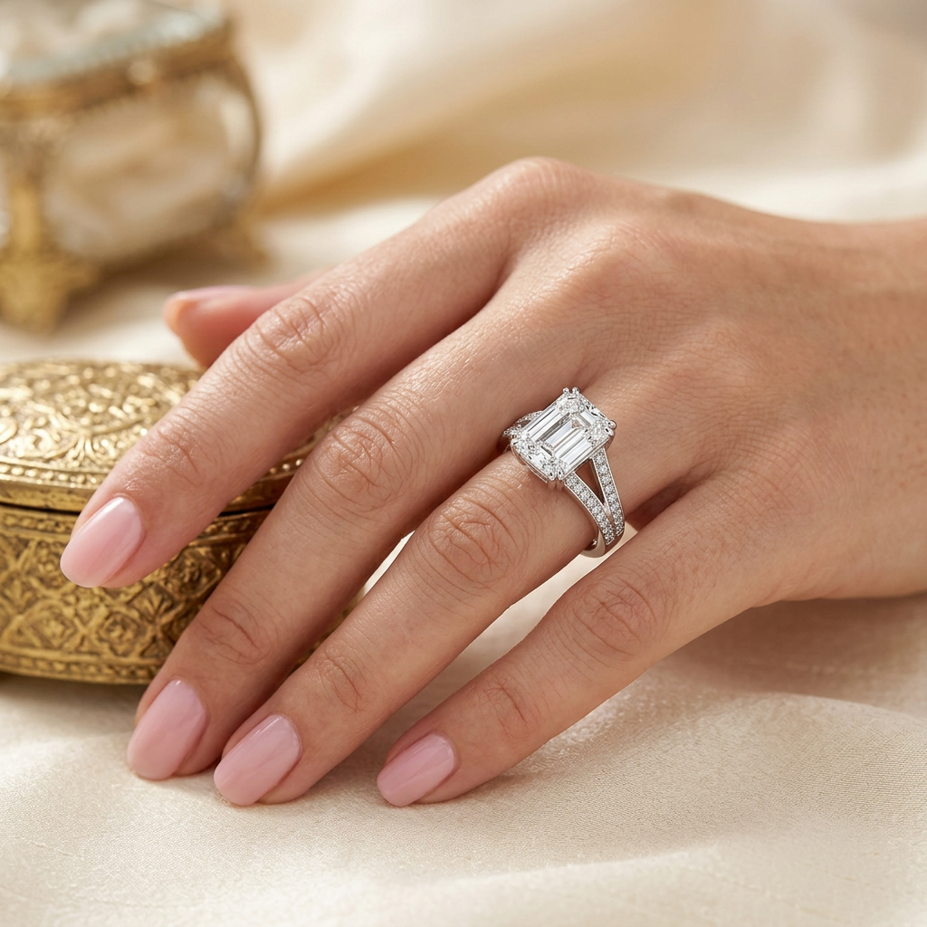 Ashoka Cut Statement Ring  18k White Gold Astrea London