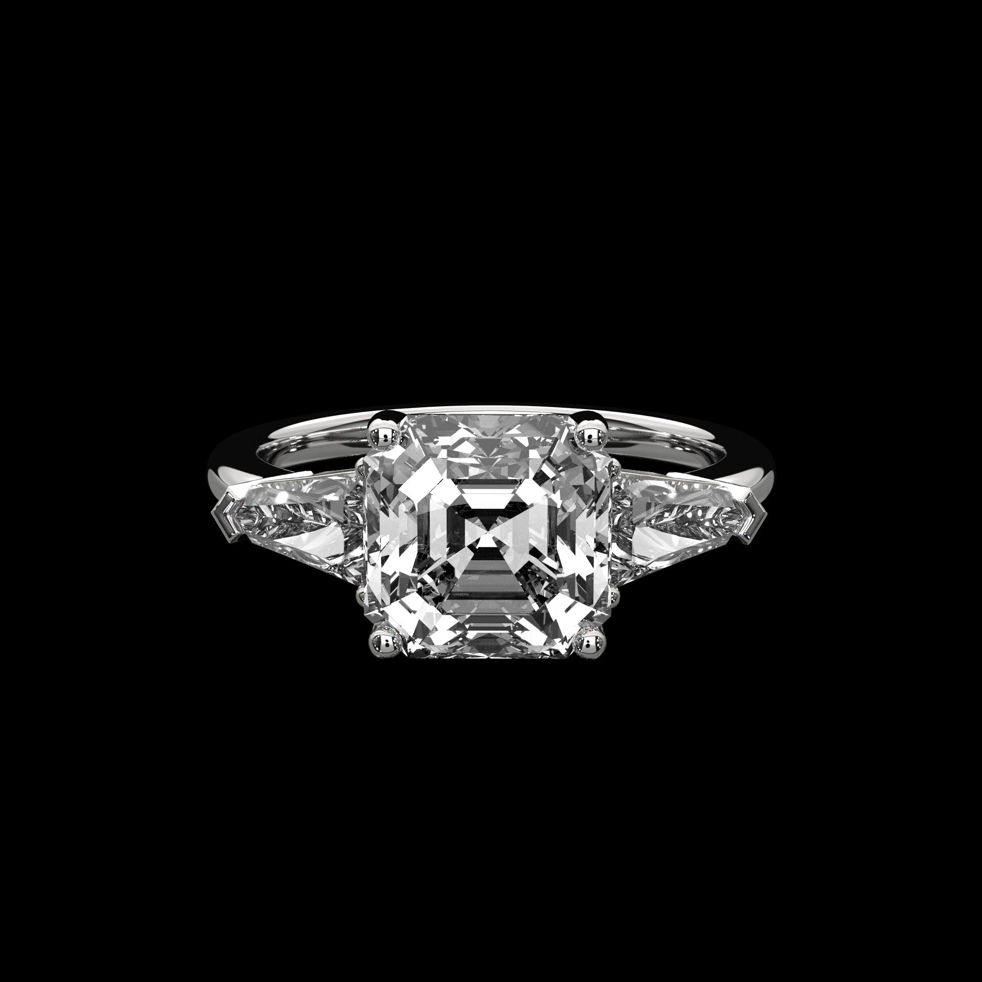 Asscher Ring with side diamonds