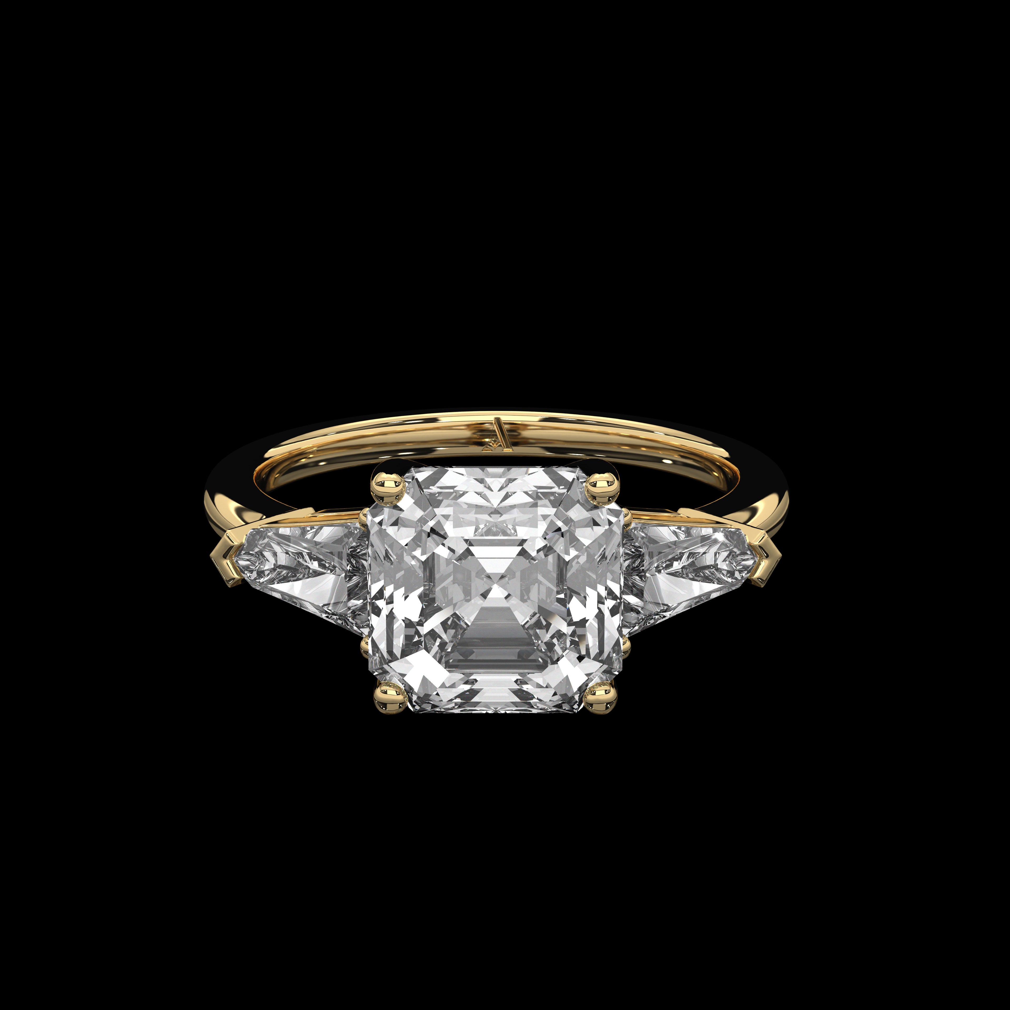 Asscher Ring with side diamonds