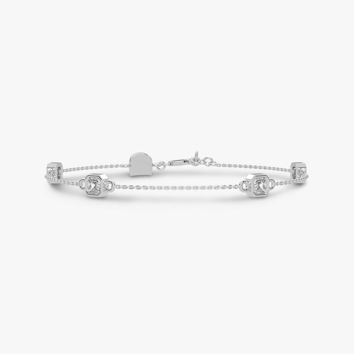 Asscher Cut Four Stone Chain Bracelet 401