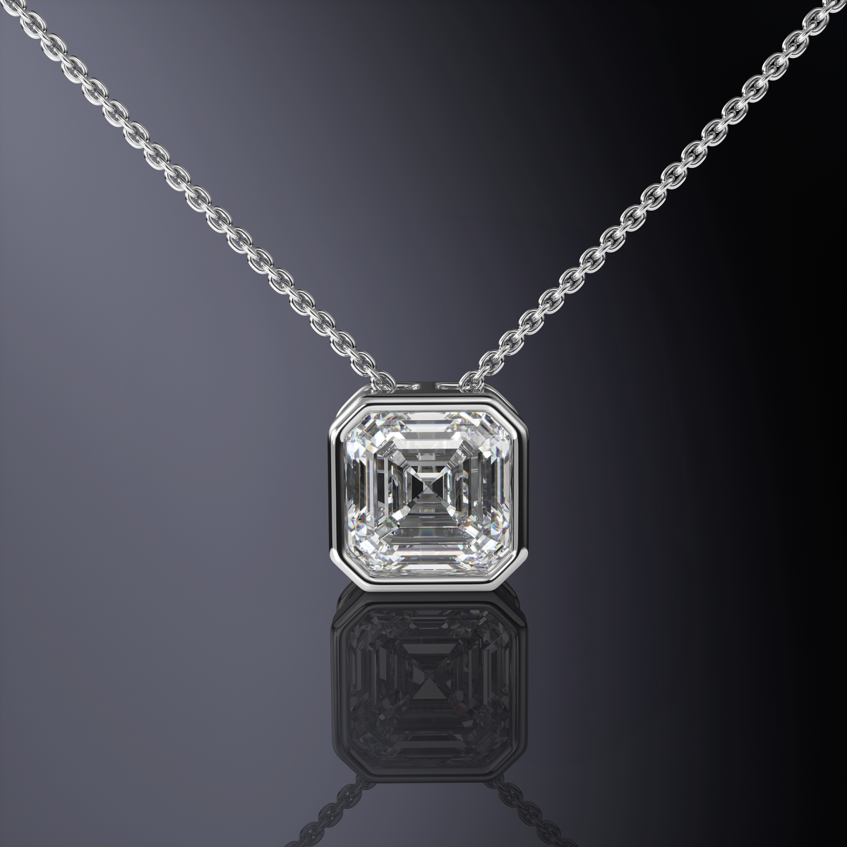 Pendentif serti clos taille Asscher — vue 10