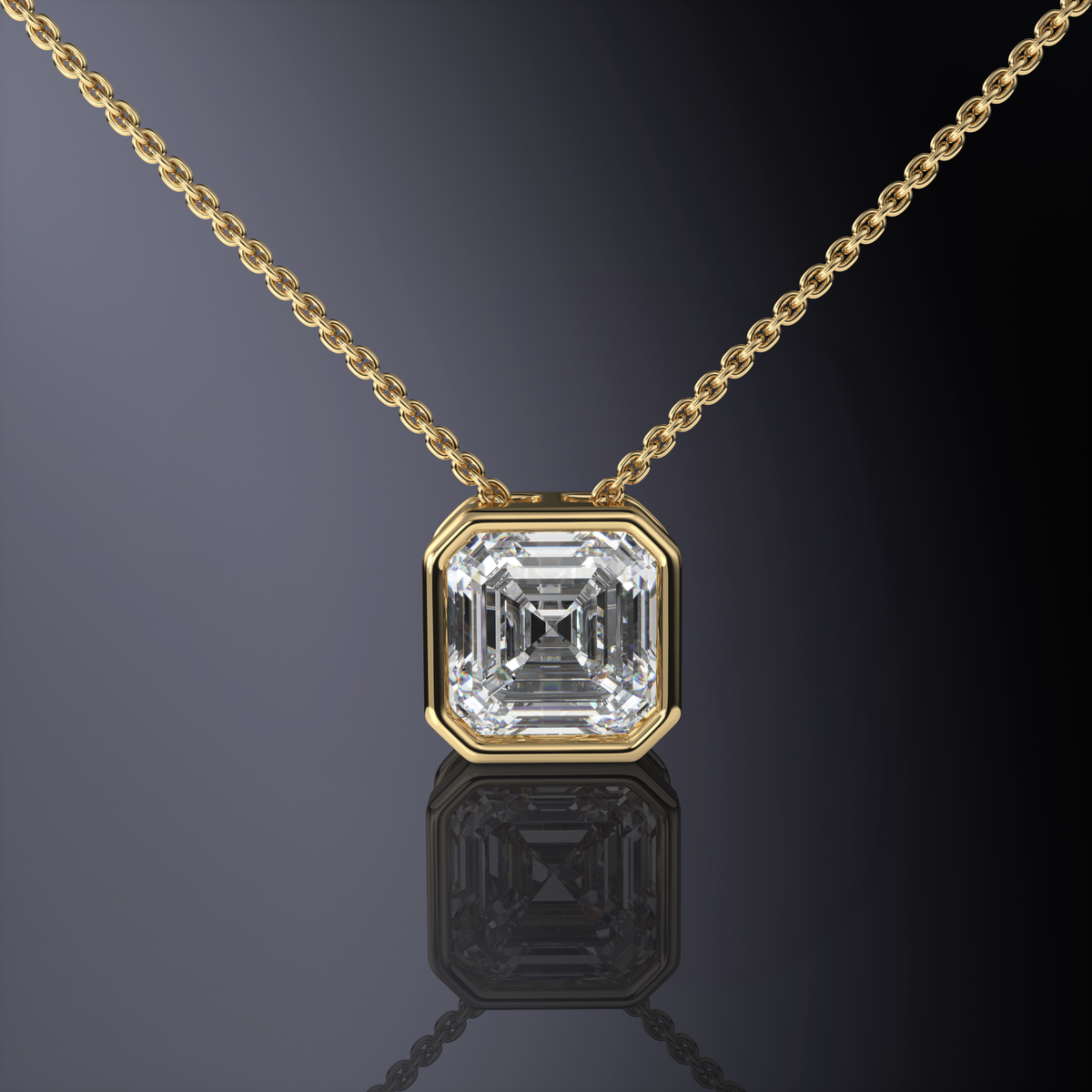 Pendentif serti clos taille Asscher — vue 10