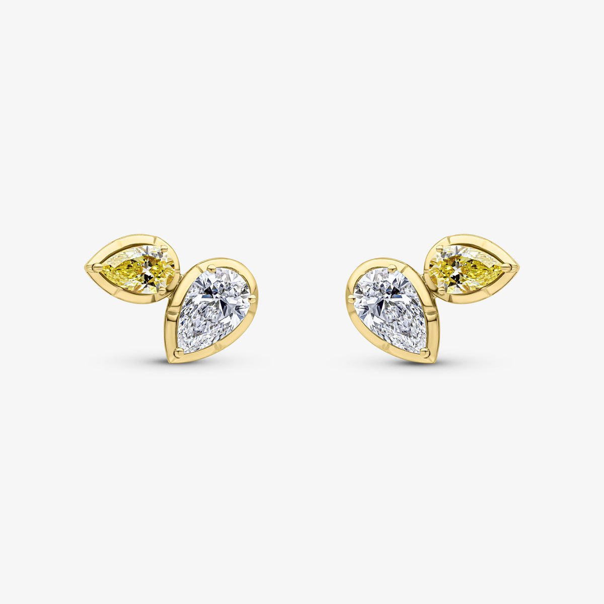 Madison Yellow & White Diamond Stud Earrings 17