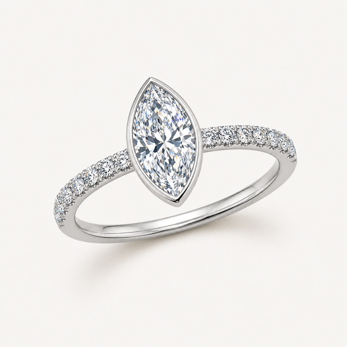 Bezel Marquise Diamond Ring 18k Platinum