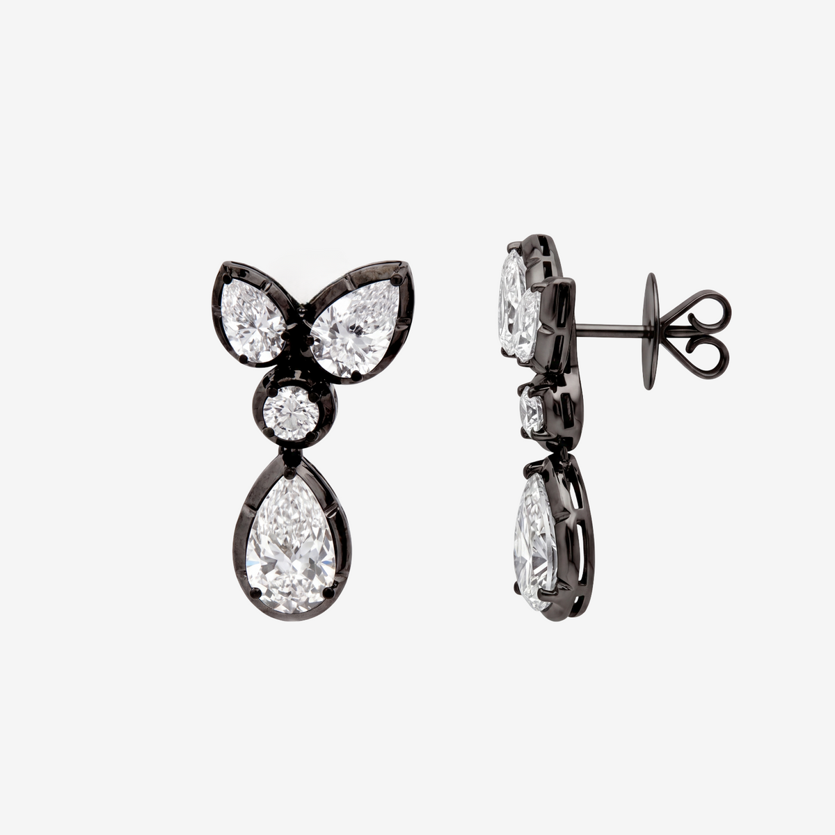 Madison Black Gold Diamond Drop Earrings 1