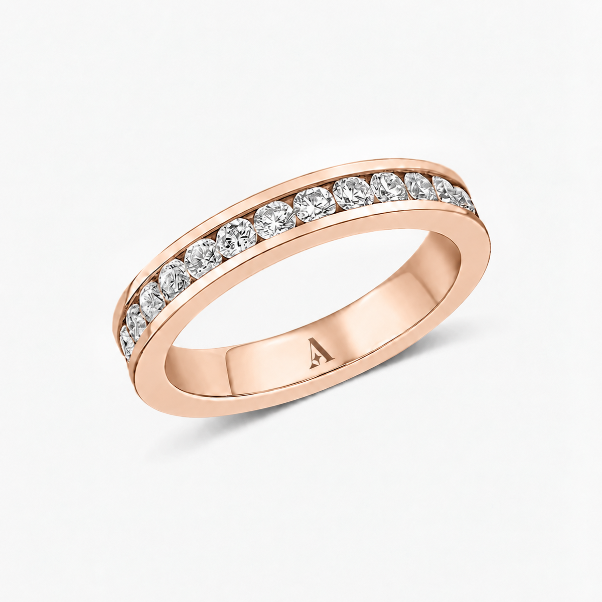 Channel Set Round Brilliant Cut Eternity Ring  18k rose gold 2