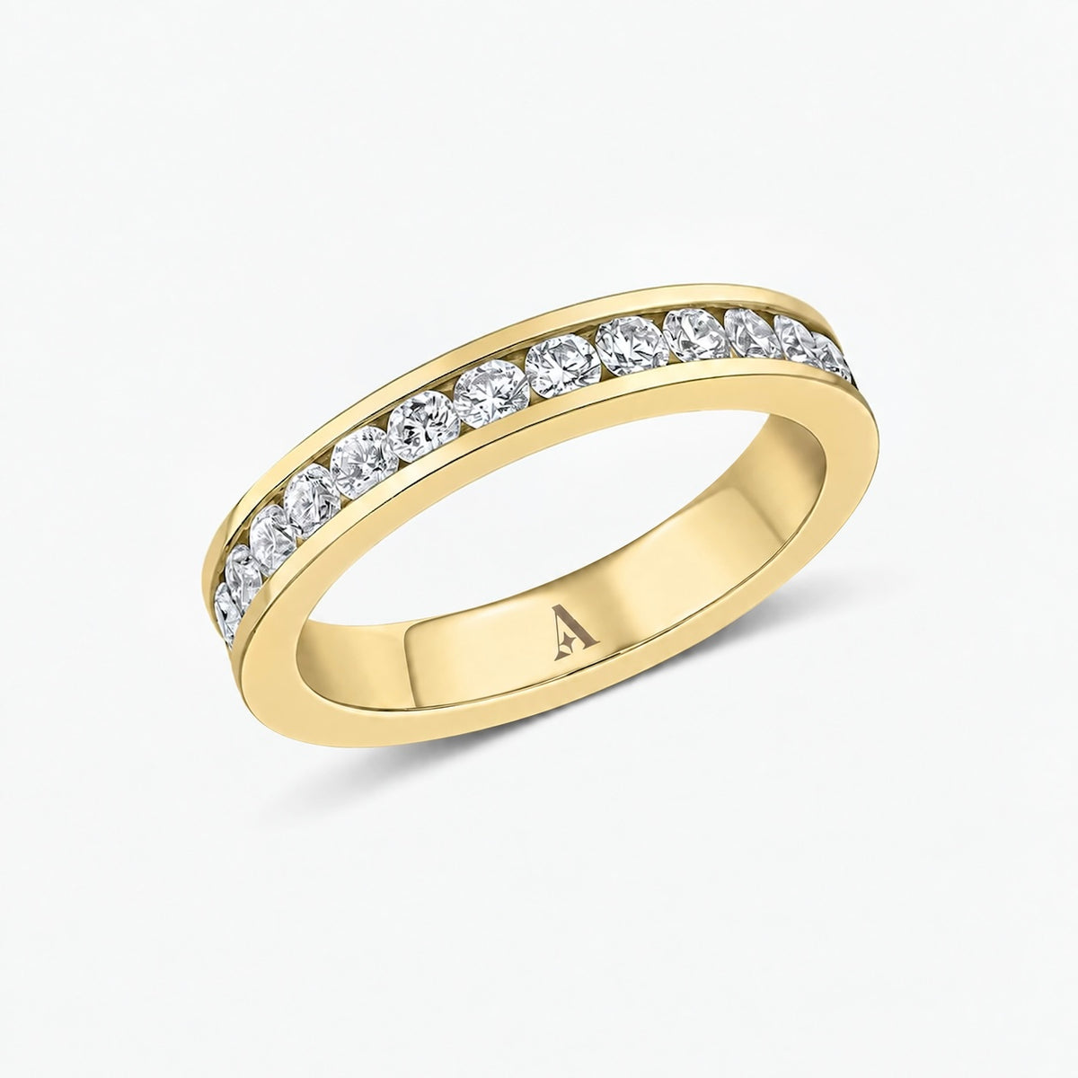 Channel Set Round Brilliant Cut Eternity Ring 18k yellow gold