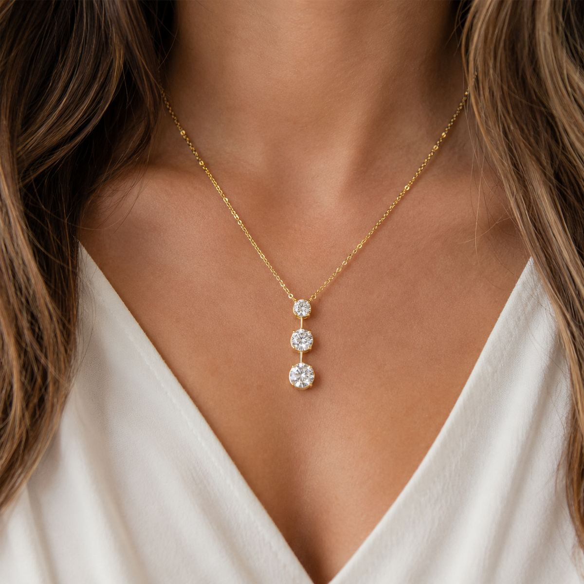 Round Brilliant Trilogy Pendant Yellow Gold