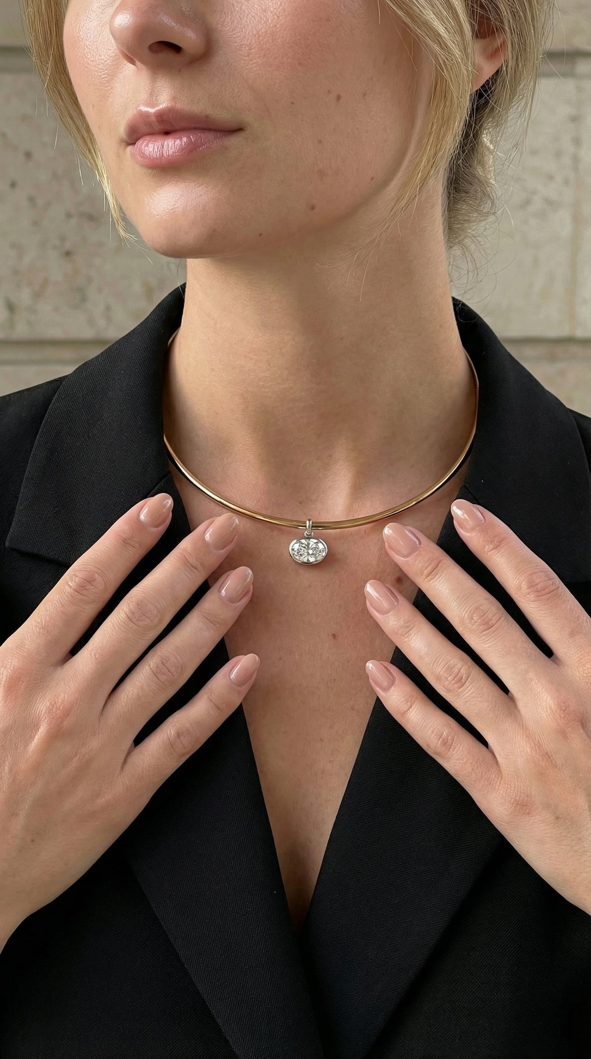 Oval Bezel Diamond Choker