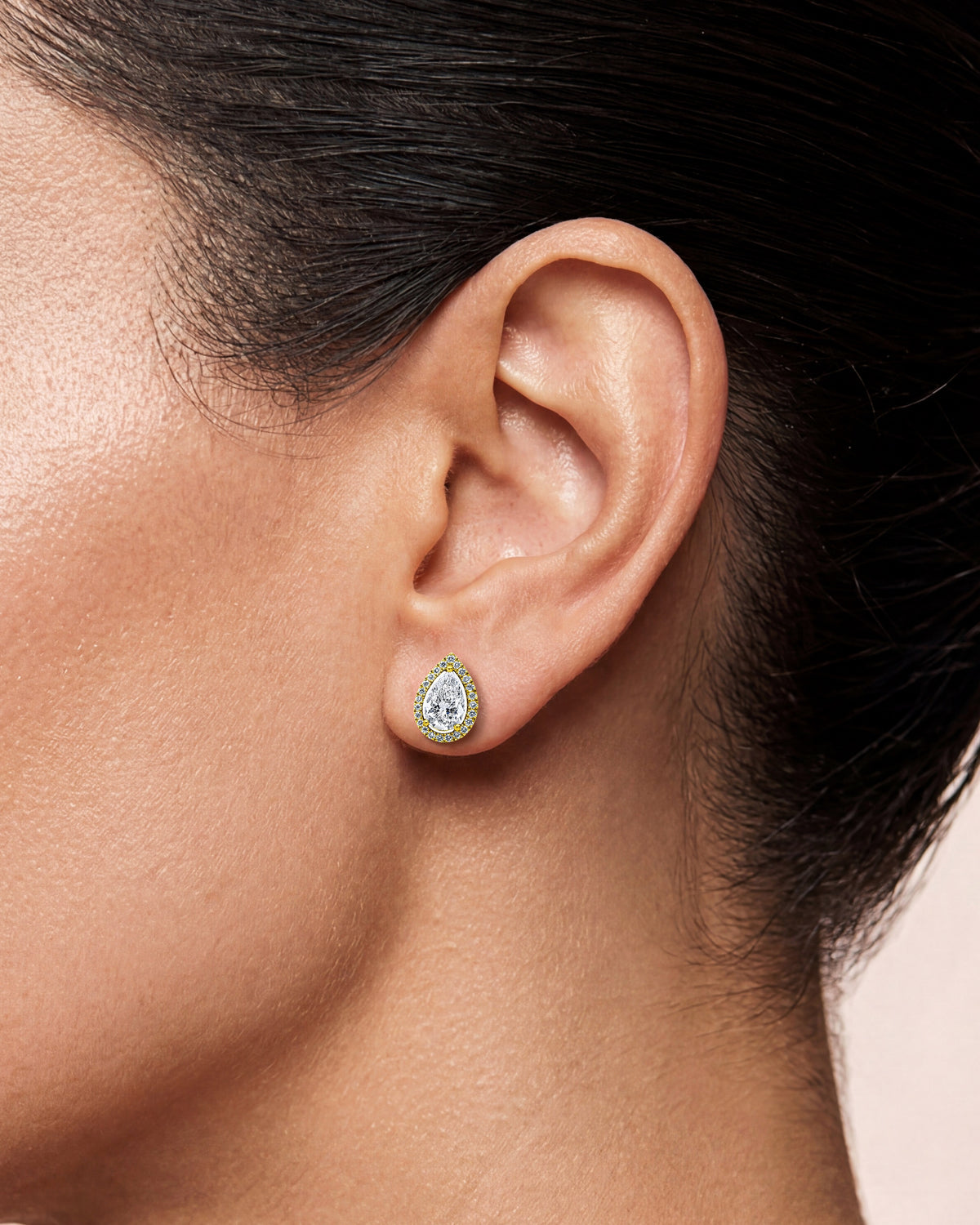Pear Cut Halo Studs 95
