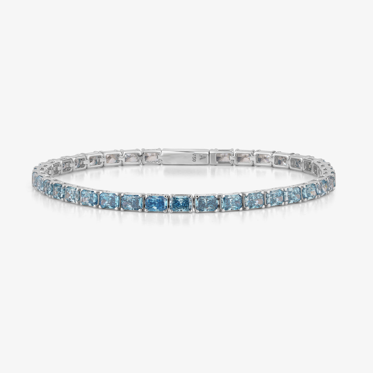 Men's Blue Diamond Radiant Cut Tennis Bracelet (East/West)