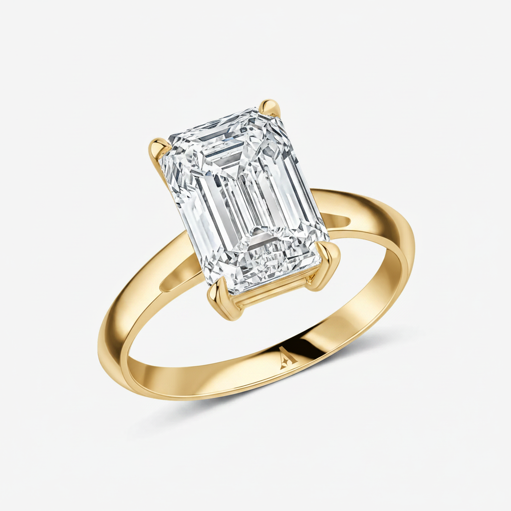 Emerald Cut Statement Ring 18k Yellow Gold Astrea London