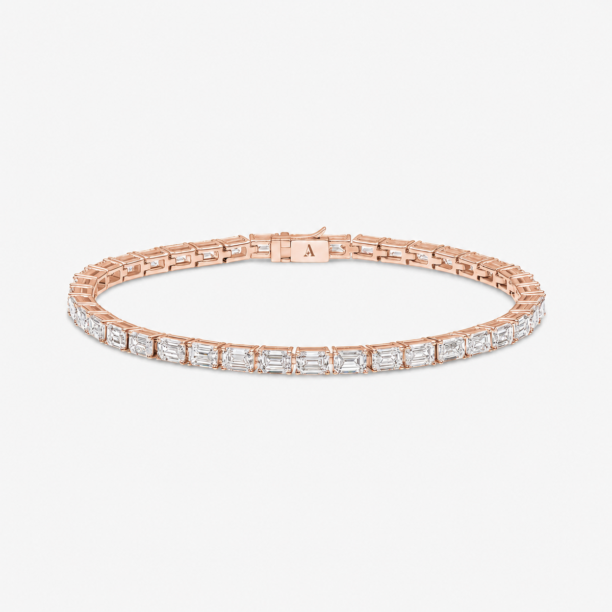 Emerald Cut Tennis Bracelet (East/West Setting) 18k Rose Gold