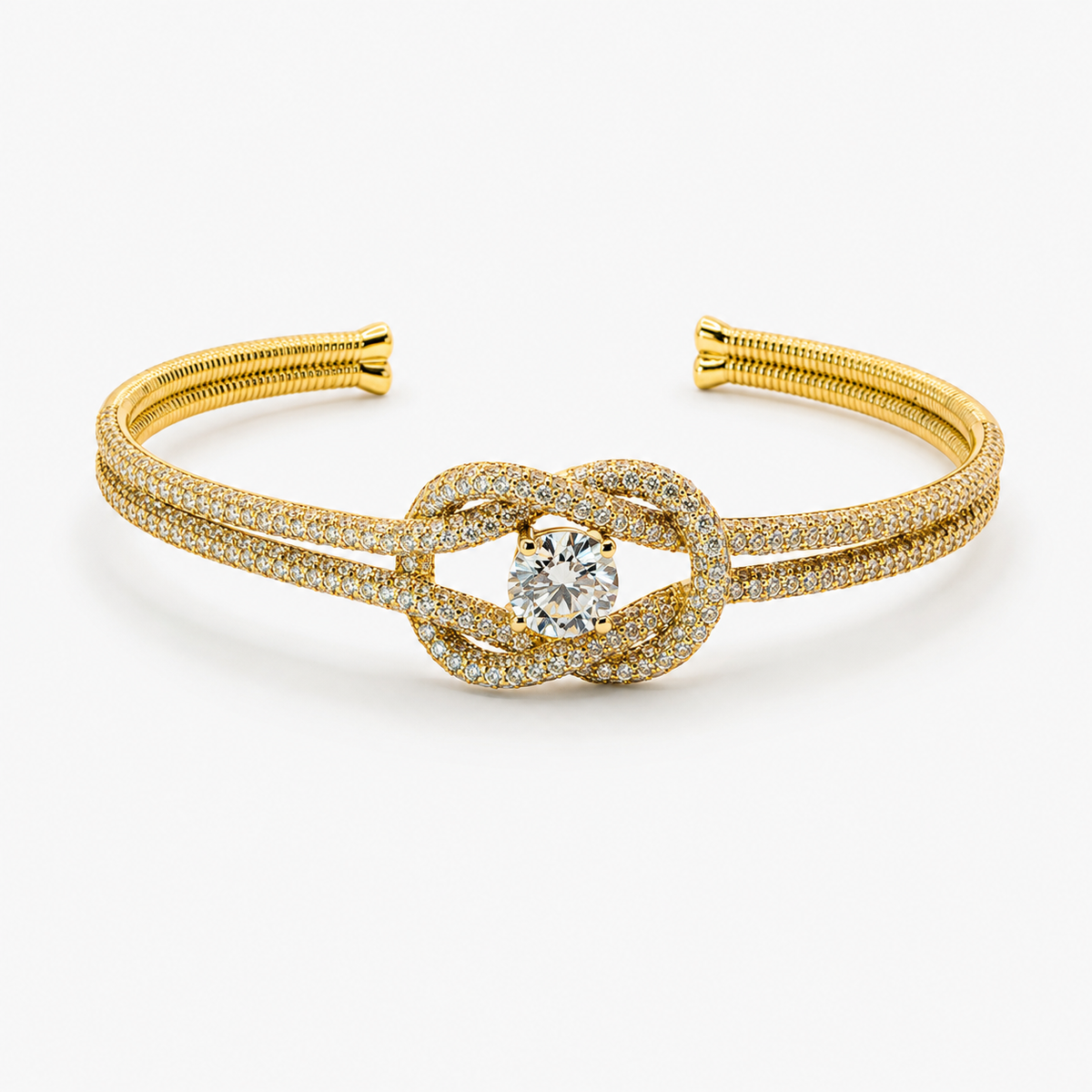 Friendship Diamond Bangle Pavé 18k Yellow Gold 13