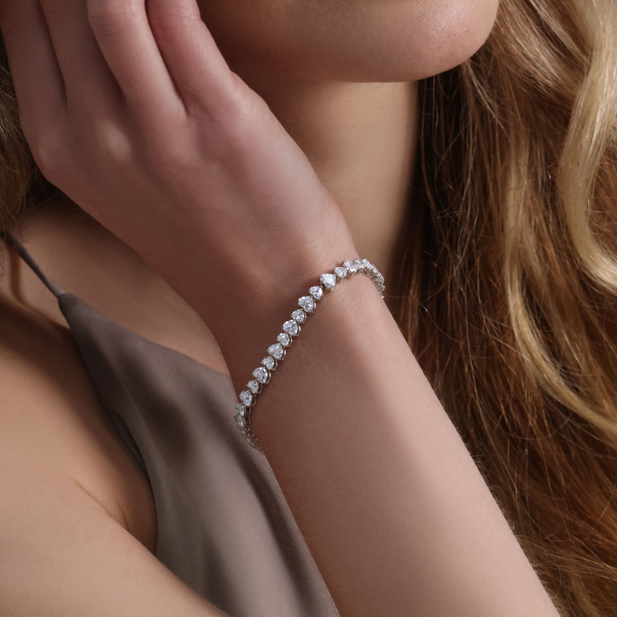 Bracelet de tennis cœurs