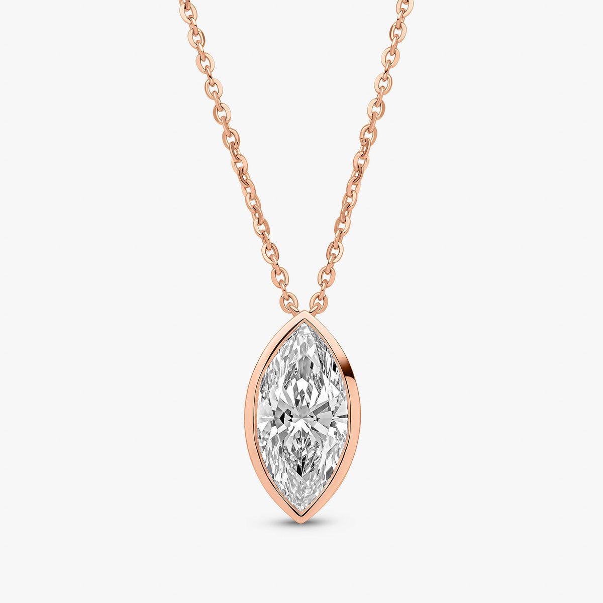 Marquise Cut Bezel Set Pendant Rose Gold 38