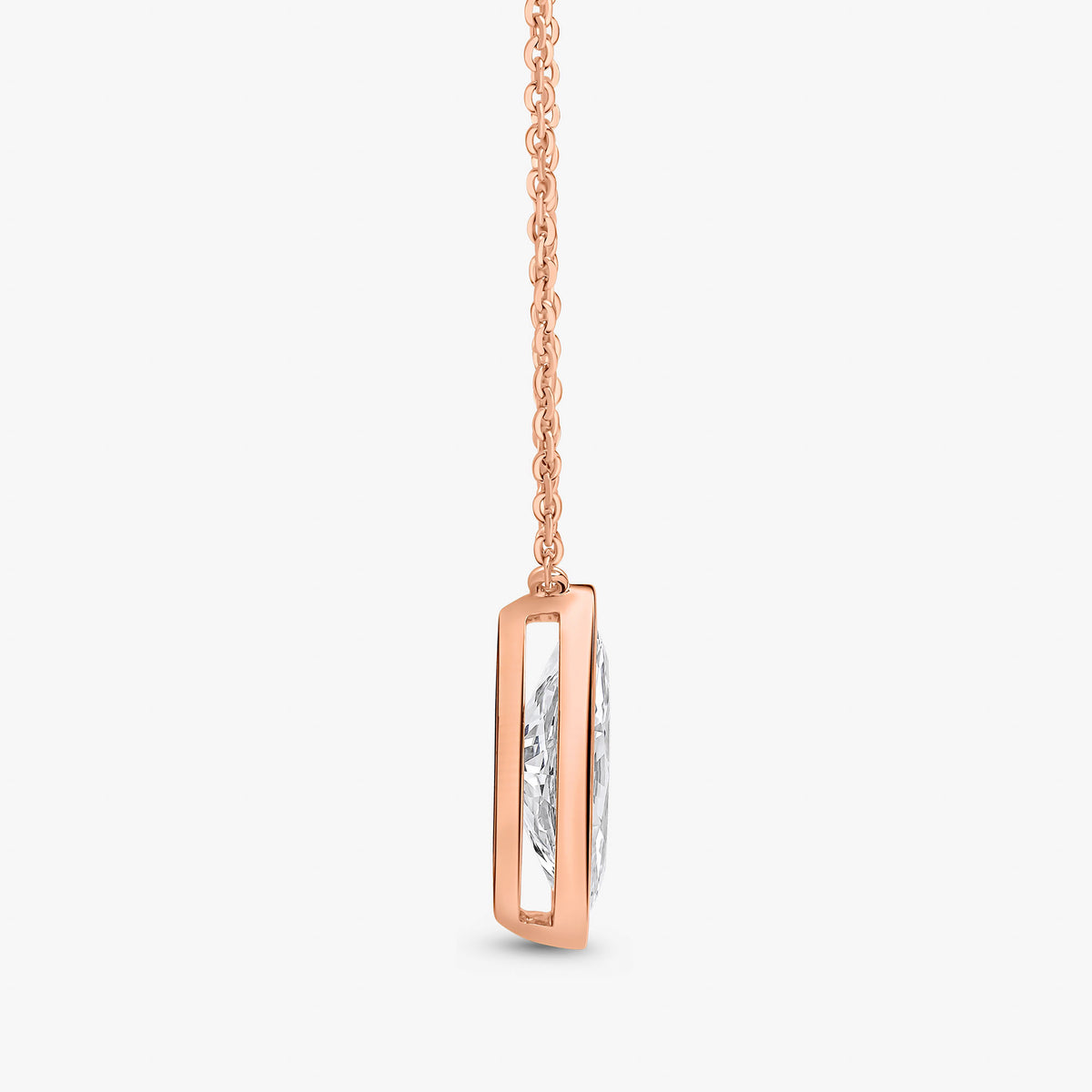 Marquise Cut Bezel Set Pendant Rose Gold 39