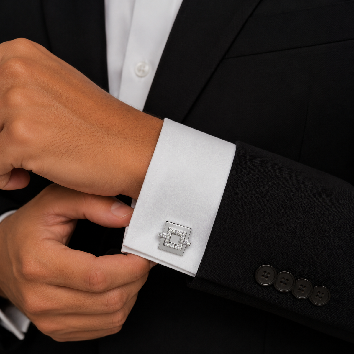 Men’s Square Cufflinks 18k Platinum
