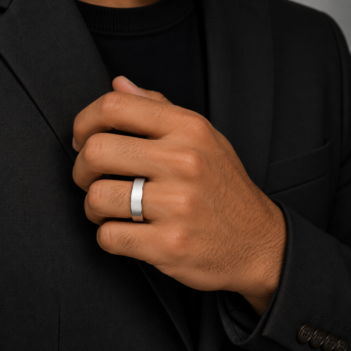 Men's Wedding Band With Secret Diamond 18k White Gold