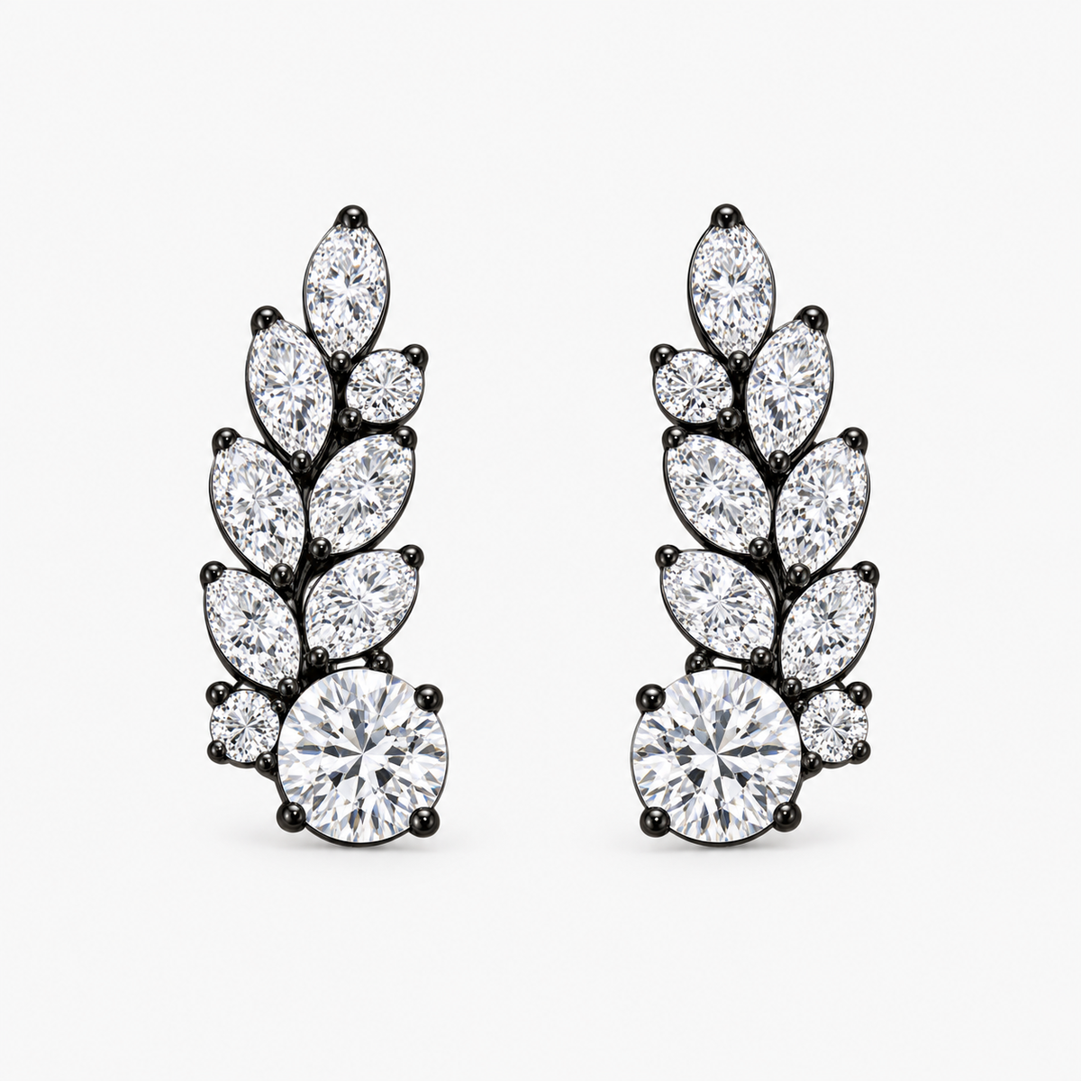 Marquise and Round Ear Climber in Black Gold