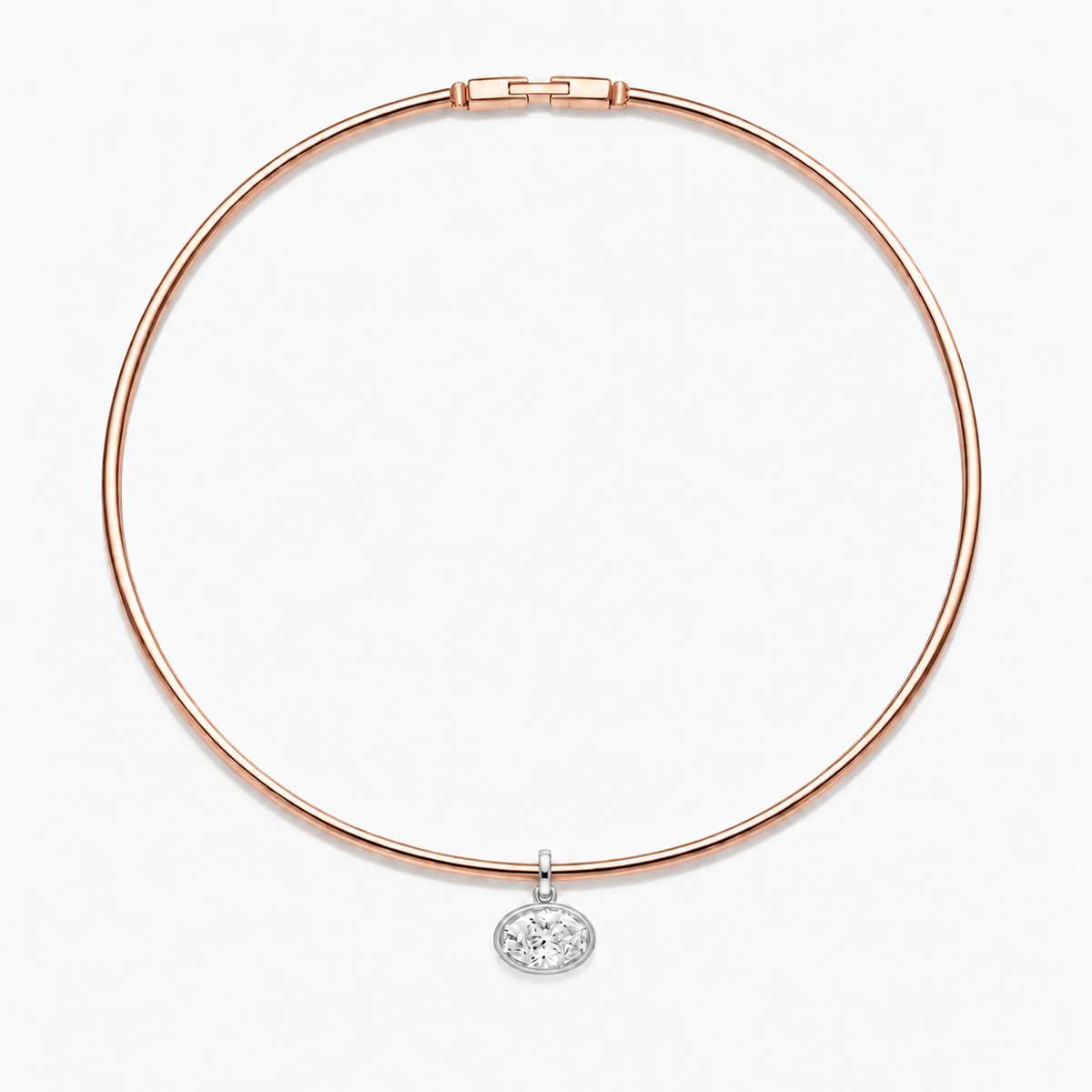 Oval Bezel Diamond Choker 18k Rose Gold