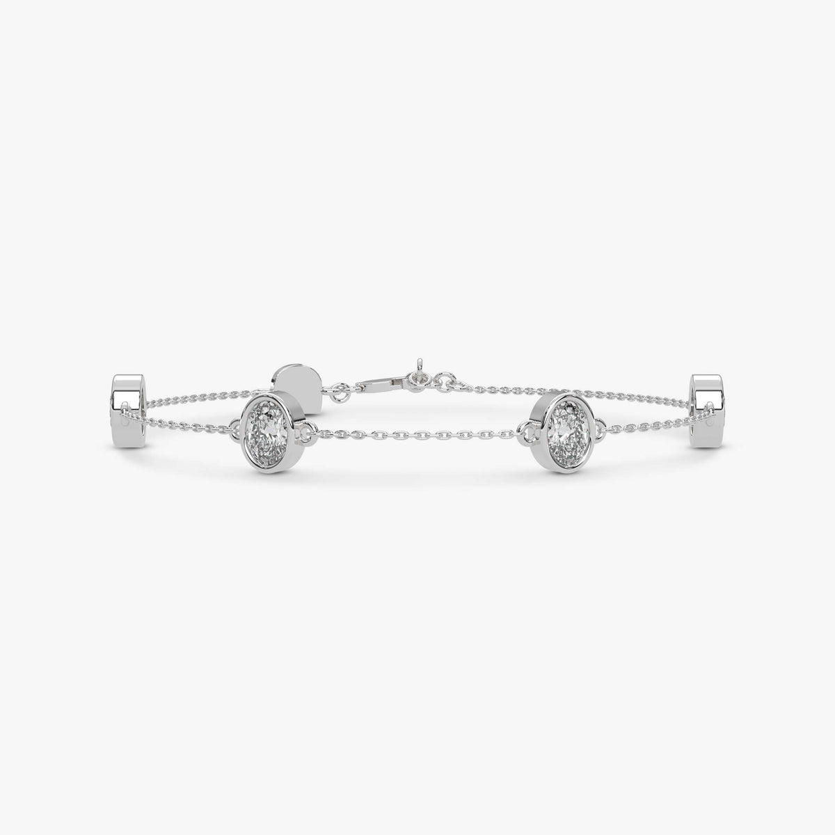 Oval Cut Four Stone Chain Bracelet White Gold 319