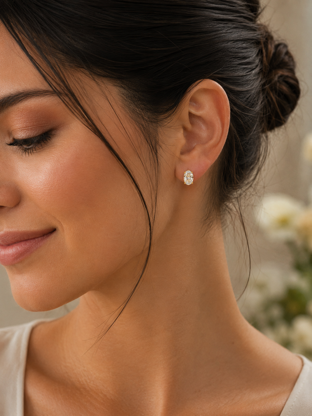Oval Cut Studs 18k Platinum Astrea London