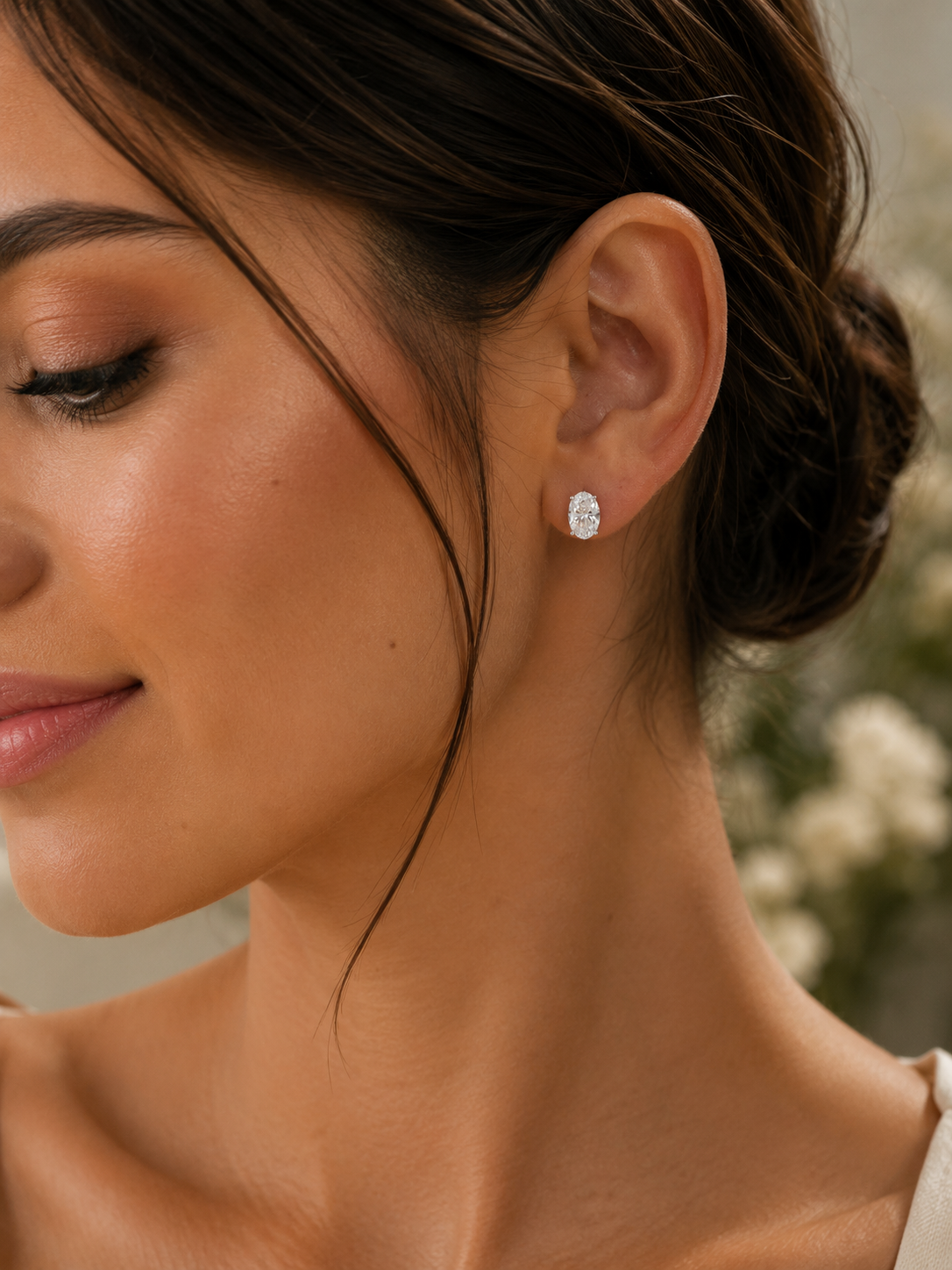 Oval Cut Studs 18k Platinum Astrea London