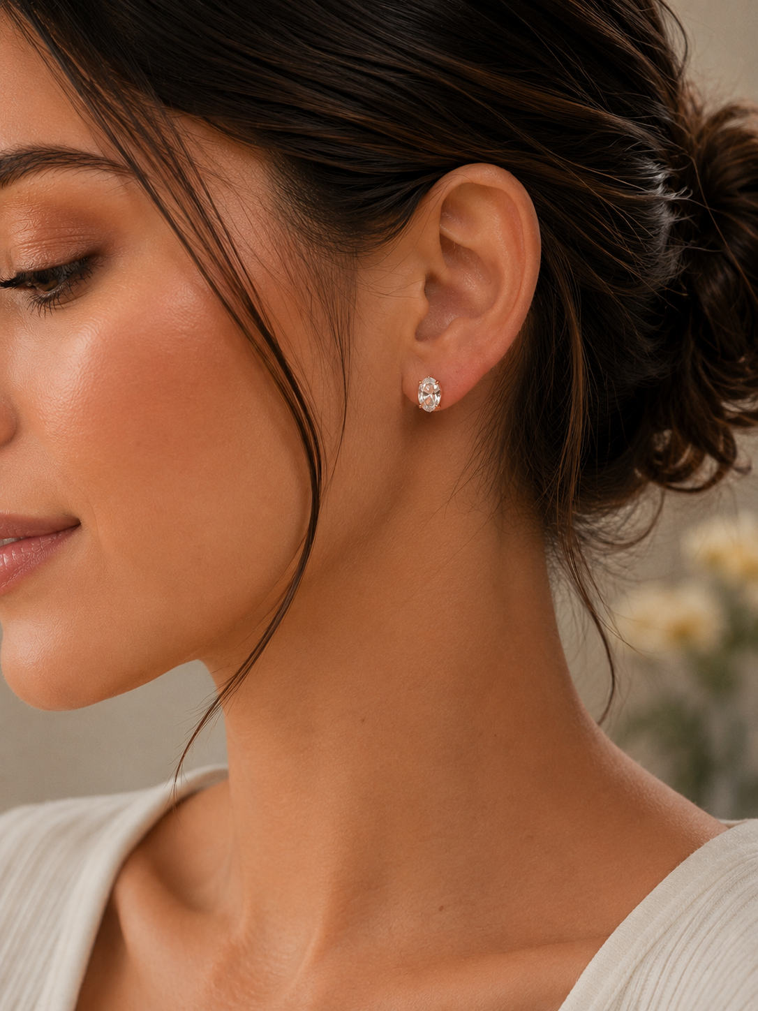 Oval Cut Studs 18k Yellow Gold Astrea London
