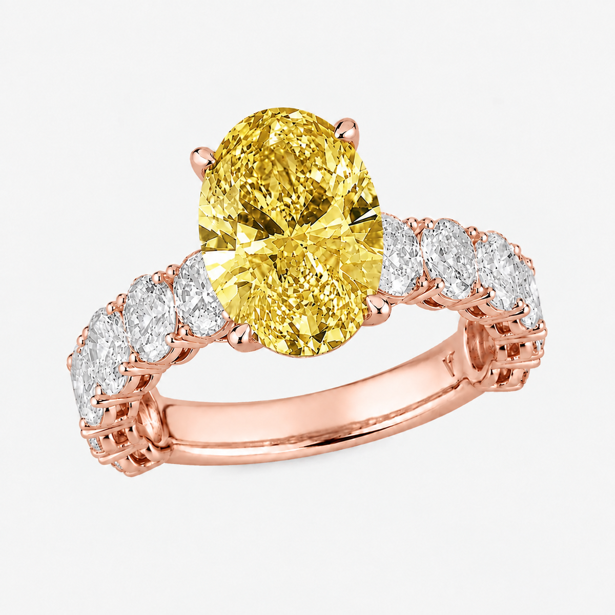 Oval Cut Yellow Diamond Engagement Ring  18k Rose Gold